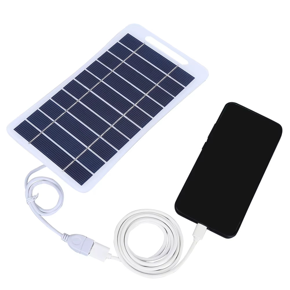2W 5V Solar Charging Panel Waterproof Battery Charger Power Emergency Panel Phone Power Bank for Camping Backpacking Hiking