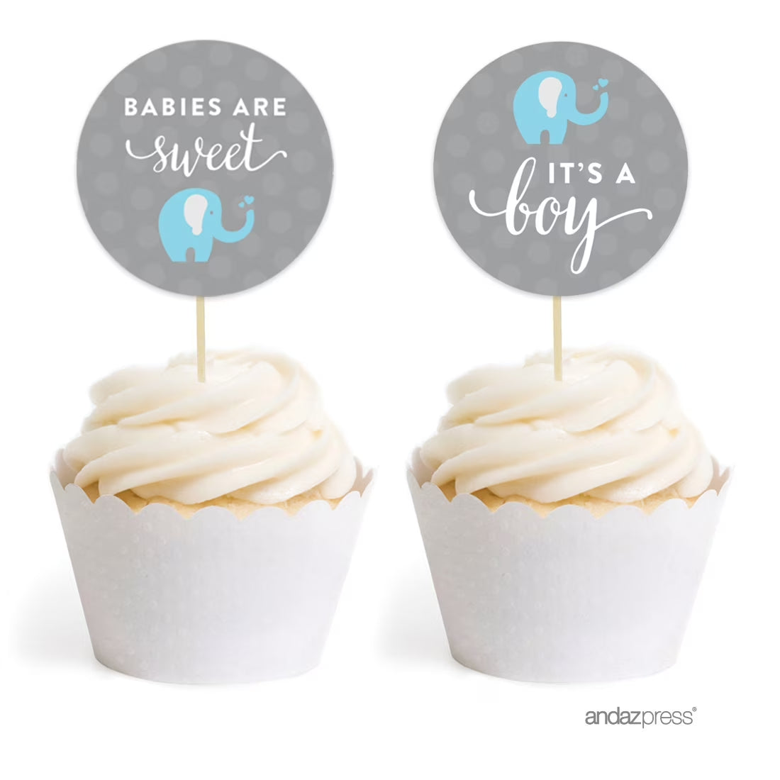 Baby Shower Cupcake Topper DIY Party Favors Kit, 20-Pack