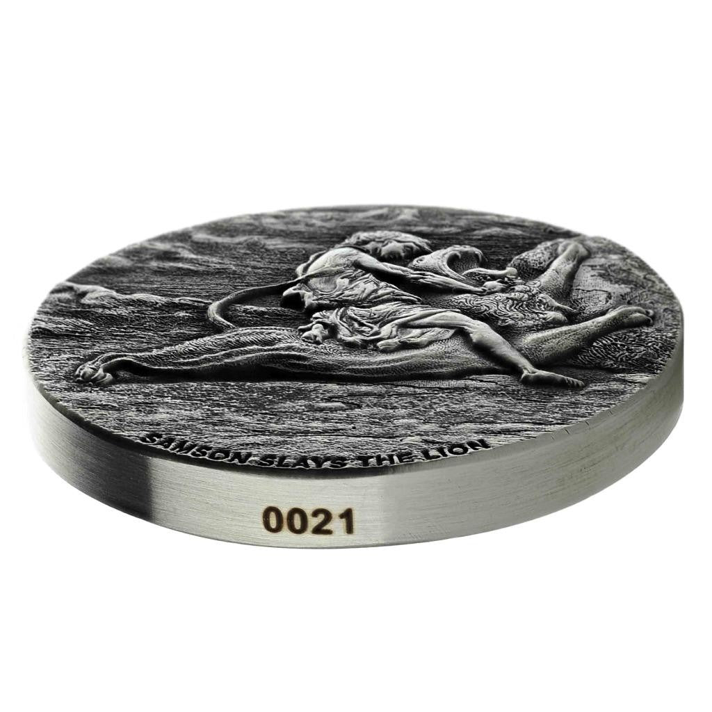 2019 2 Oz .999 Silver Coin - Samson Slays the Lion - Biblical Coin Series #A493