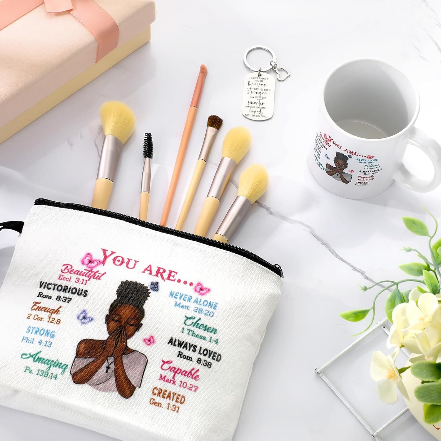 3 Pcs Christian Gifts Women Bible Verse Makeup Bag Christian Pencil Pouch