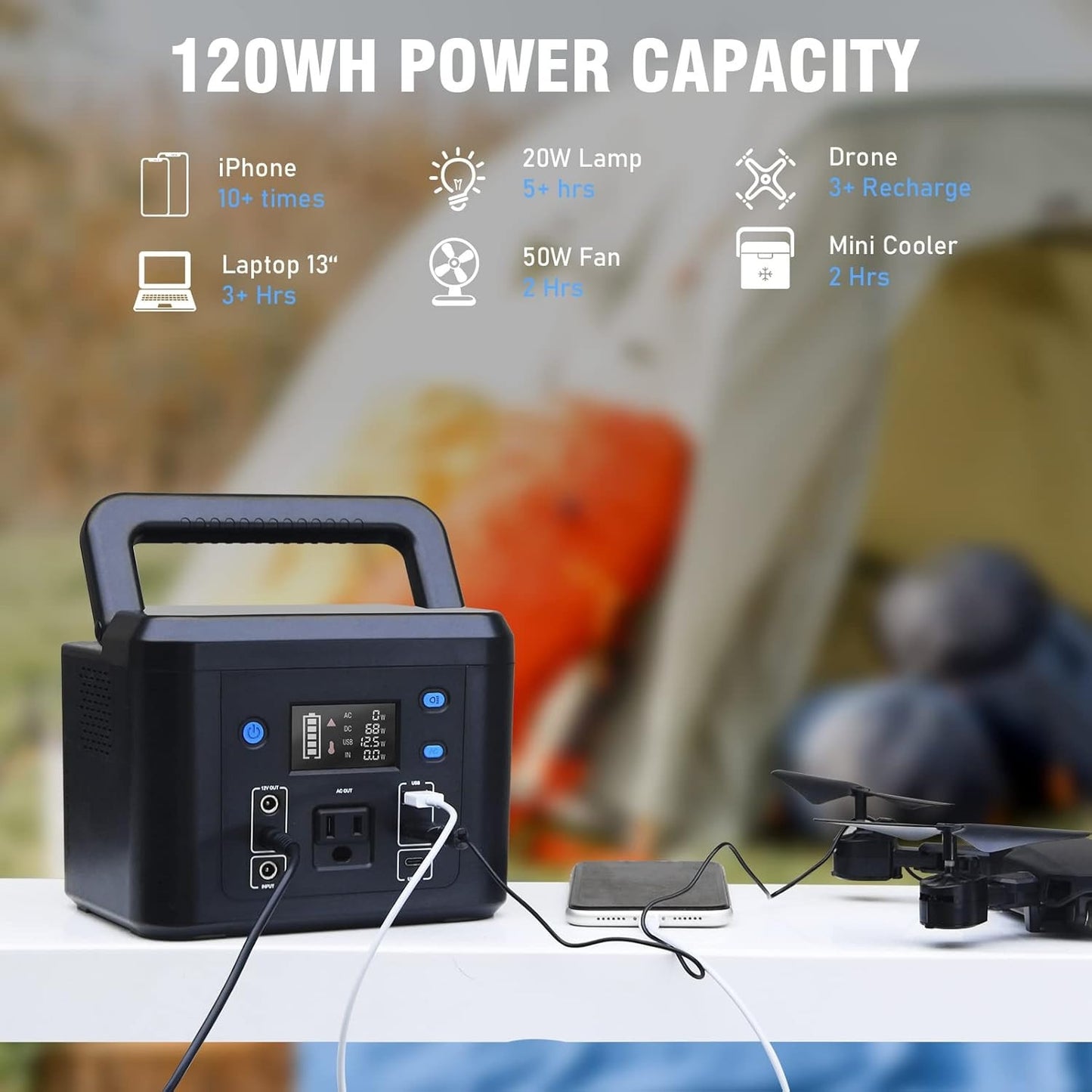 200W AC Portable Power Station Camping Battery Bank Phone Battery Charger Backup