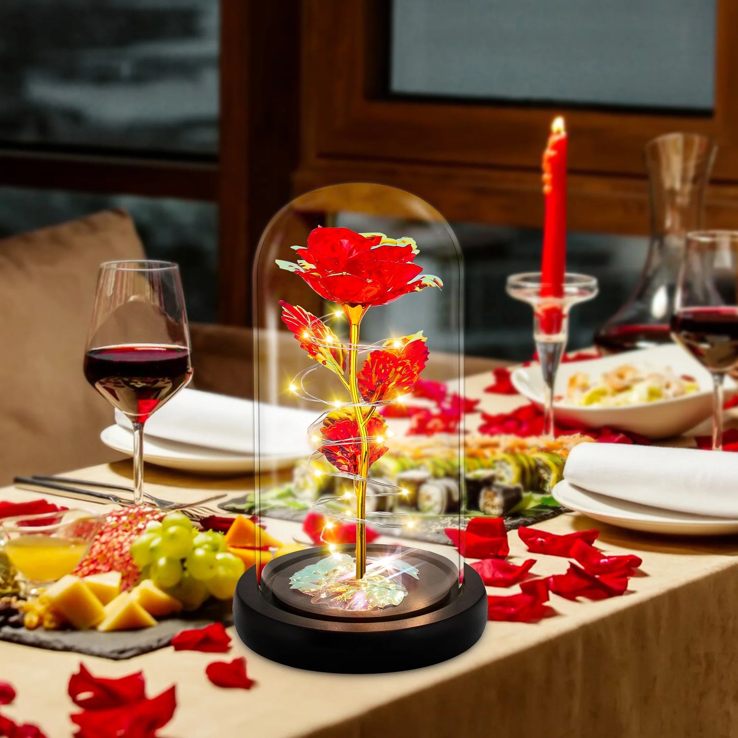 Artificial Flowers 5 Inch Artificial Glass Red Rose Mother'S Day Bouquet