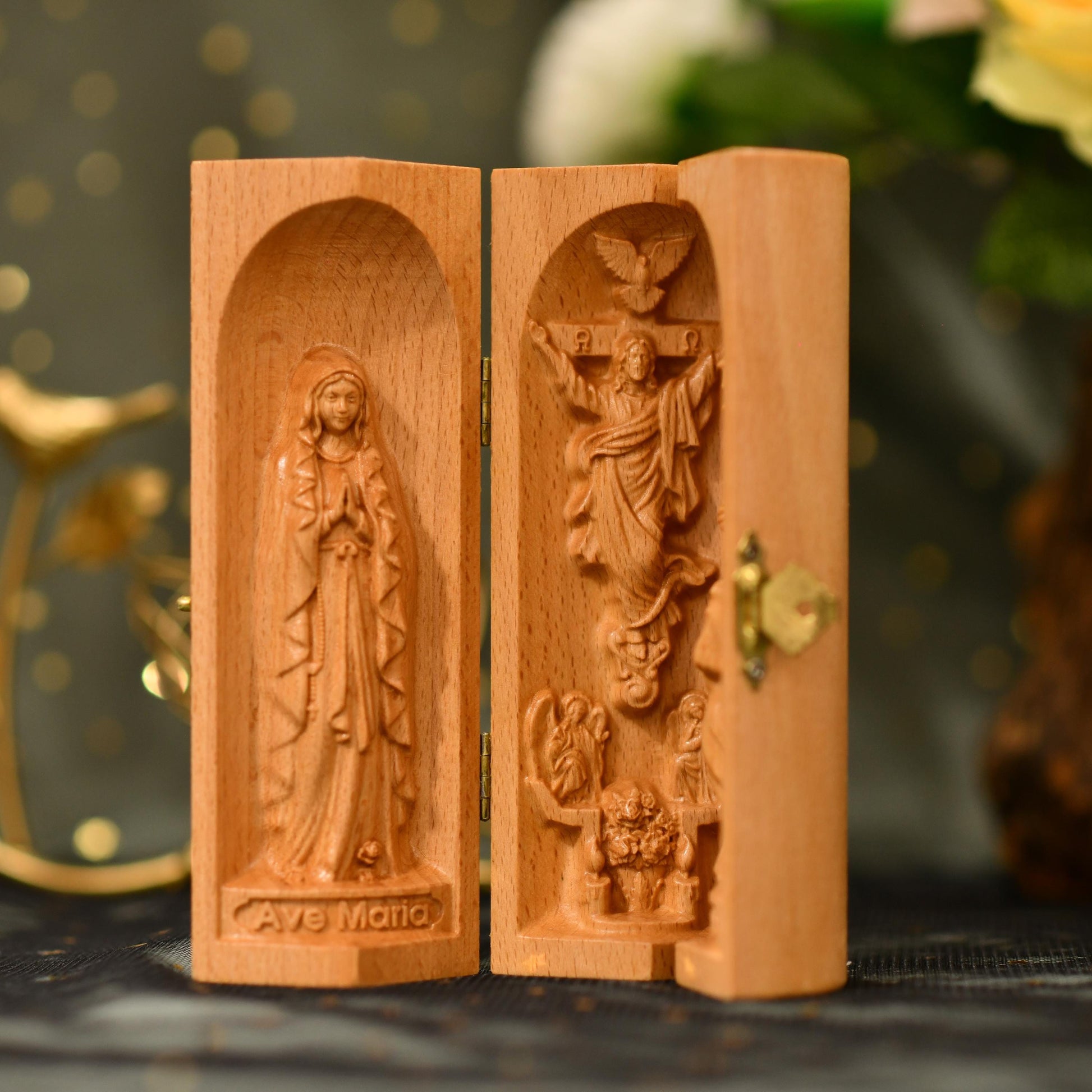 Wooden Catholic Altar Jesus Christ Saint Joseph Our Lady Prayer Altar Religious Gift Christian Wood Carving Icon Catholic Home Decor