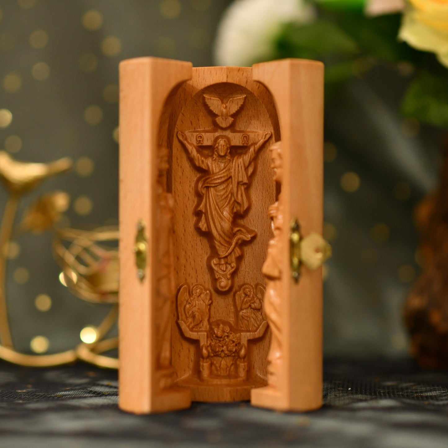 Wooden Catholic Altar Jesus Christ Saint Joseph Our Lady Prayer Altar Religious Gift Christian Wood Carving Icon Catholic Home Decor
